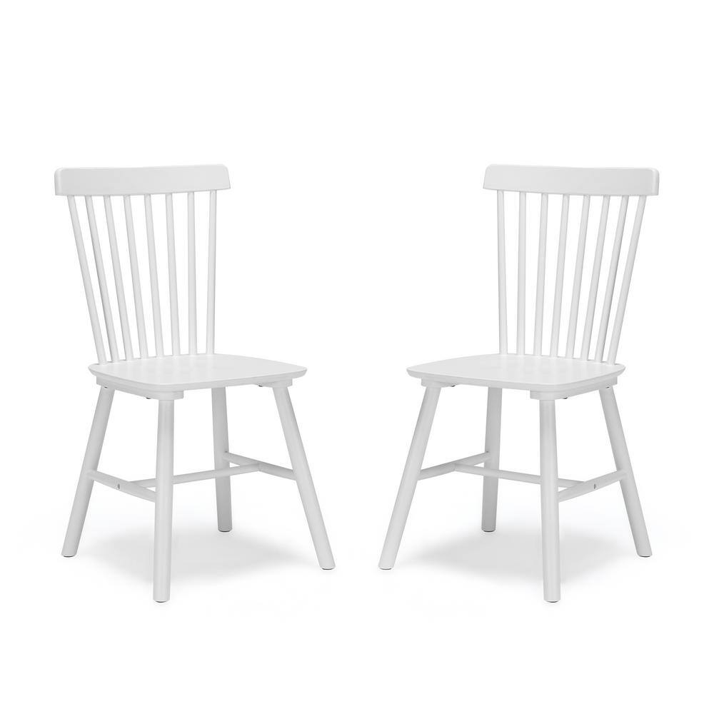 White High Back Solid Wood Windsor Side Chair Set