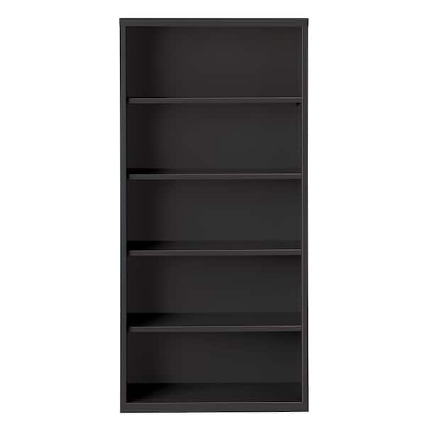 Hirsh 72 in. Tall Black Metal 5-Shelf Standard Bookcase with Adjustable Shelves