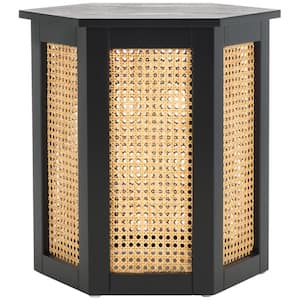 Danez 20 in. Black Hexagon Rattan End Table