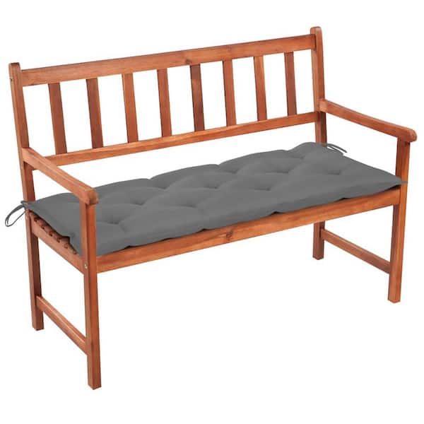 cenadinz Wood Outdoor Bench with Gray Cushion