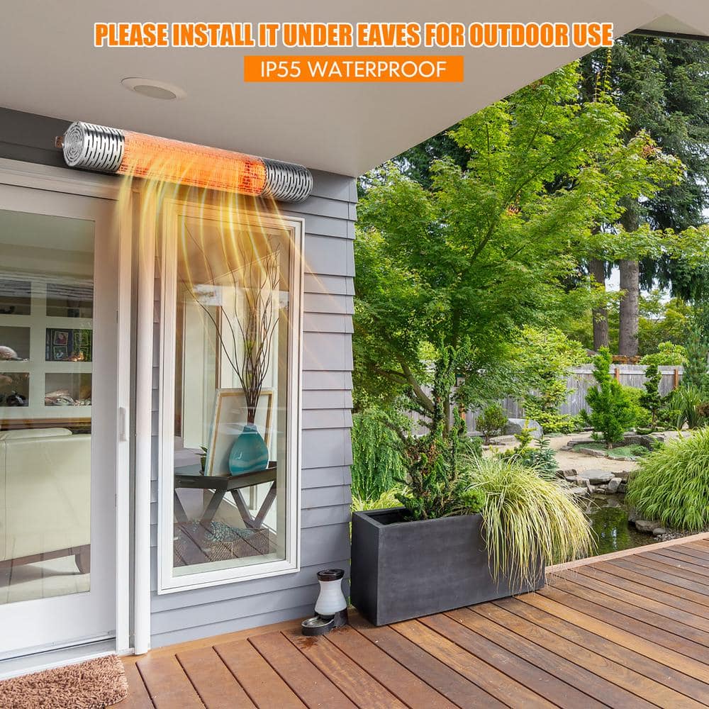 Silver Wall-Mounted Infrared Heater with Remote Control