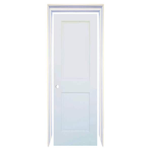 80 in. H x 24 in. W 2-Panel Colonial White Solid Core Wood with Bore Hole Slab with Jamb Kit