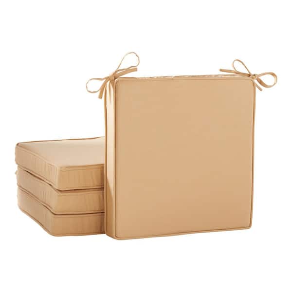 Sunbrella Canvas Wheat Square Reversible Outdoor Seat Cushion (4-Pack)
