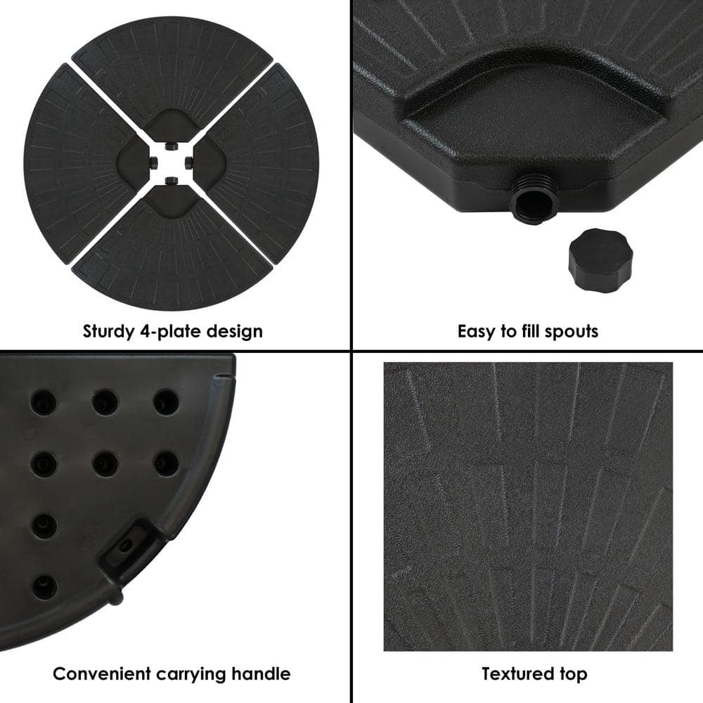 Heavy-Duty Black Plastic Cantilever Umbrella Base Weights Set