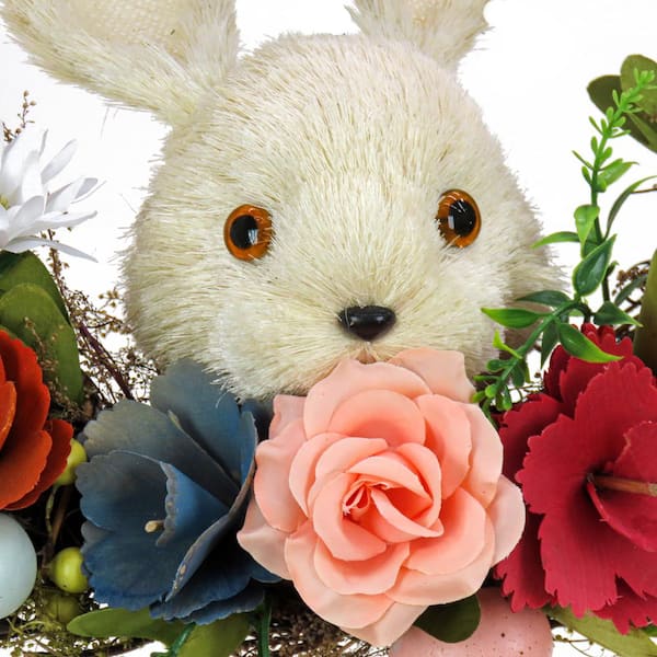 Artificial Moss Bunny Decoration, Foam Base, Decorated with Flower