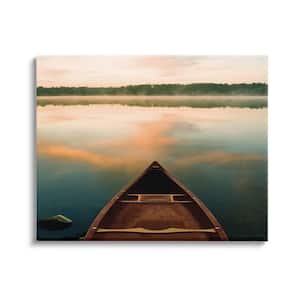Canoe on Lake Warm Sunrise Water Reflection by Danita Delimont Unframed Nature Art Print 40 in. x 30 in.