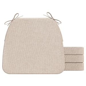D-Shaped Outdoor Seat Cushion for Dining Chairs with Ties and Removable Cover in Beige (4-Pack)