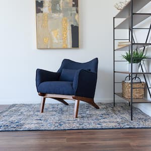 Gatsby Mid Century Modern Furniture Style Dark Blue Boucle Fabric Accent Armchair