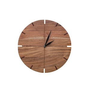 Brown Analog Acacia Wood Wall Clock