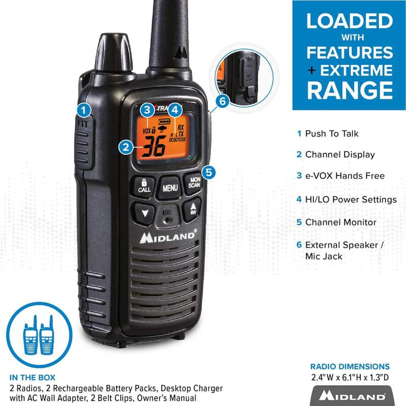 Handheld 30 Mile Range Rechargeable Waterproof Digital 2-Way Radio with Charger 2-Pack