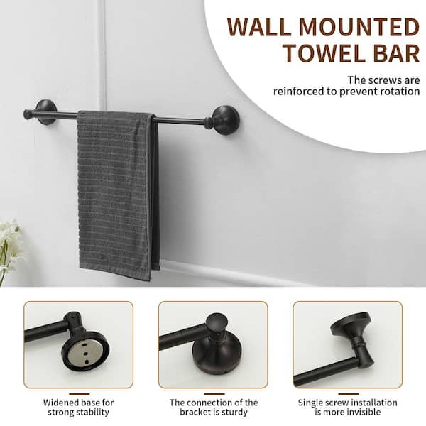 16.5 in. x 28.7 in. Wall Mounted Retractable Towel Bar Rod SUS304 Stainless Steel Towel Rack in Oil Rubbed Bronze
