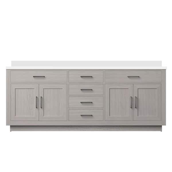 Condor 84 in. W x 22 in. D White Oak Double Bath Vanity with White Quartz Top