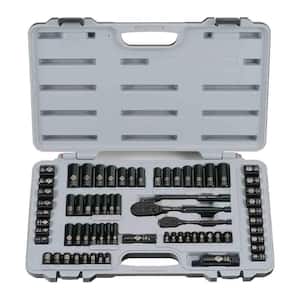 1/4 in. & 3/8 in. Drive Black Chrome Laser Etched SAE Mechanics Tool Set (69-Piece)