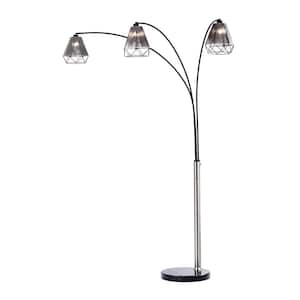 Polygon 88 in. 3-Light Brushed Nickel Arc Lamp