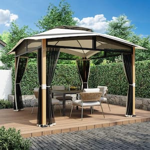 Esunny 11Ft x 11Ft Outdoor Patio Steel Frame Soft Top 2-Tier Gazebo