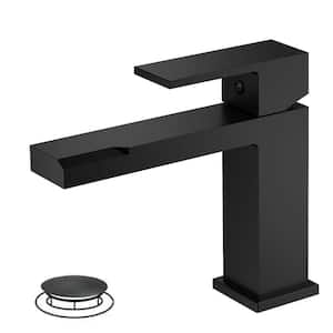 Single-Handle Single-Hole Modern Bathroom Faucet For Sink Drip-Free Vanity Sink Faucet in Matte Black