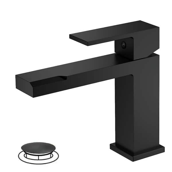 BWE Single-Handle Single-Hole Modern Bathroom Faucet For Sink Drip-Free Vanity Sink Faucet in Matte Black