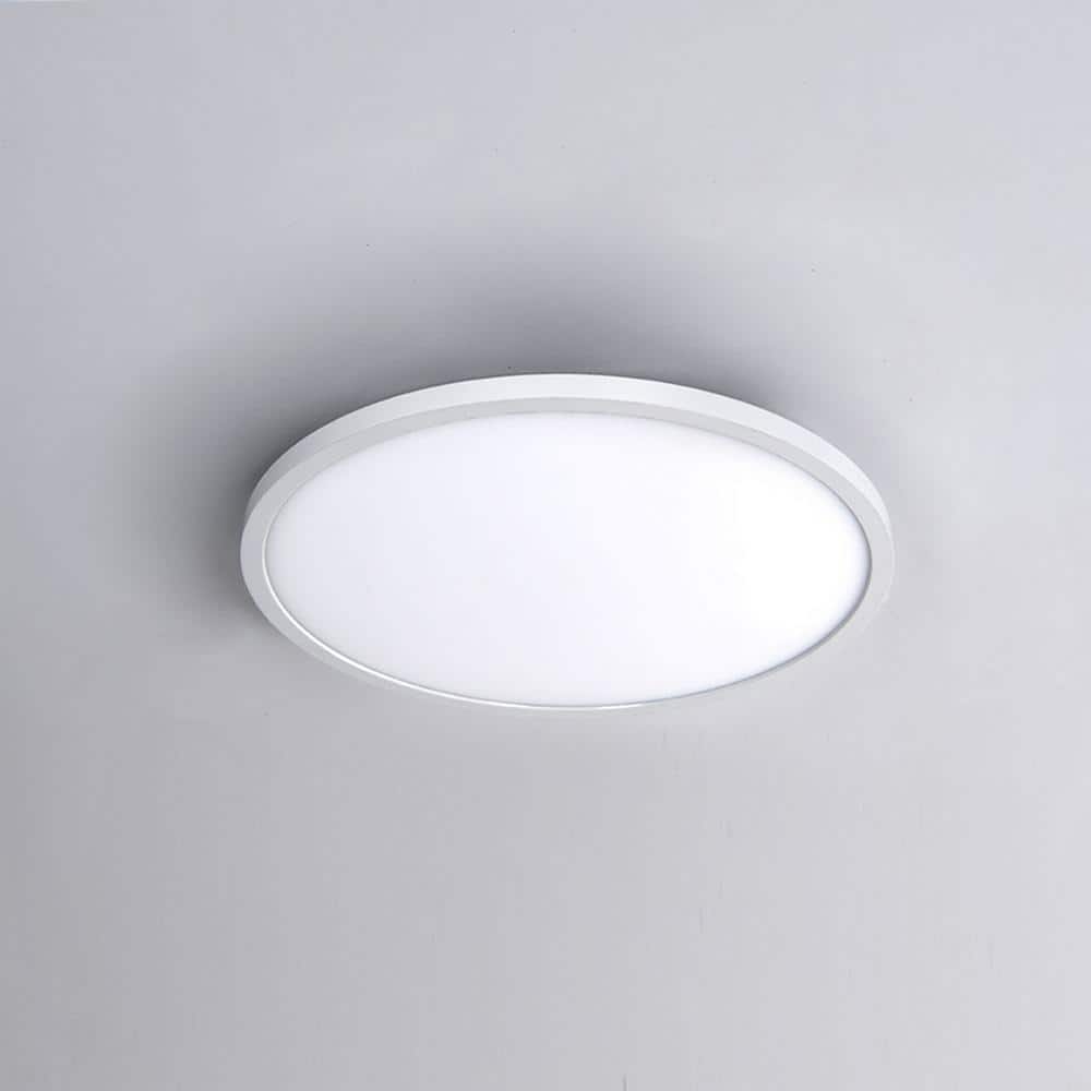 White Round 11" Glass LED Flush Mount Light