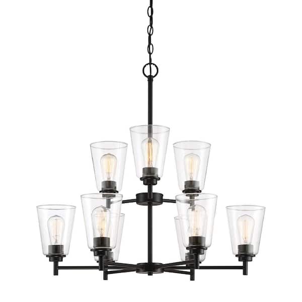 Westin 9-Light Matte Black Industrial Sputnik Chandelier for Dining Areas with No Bulbs Included