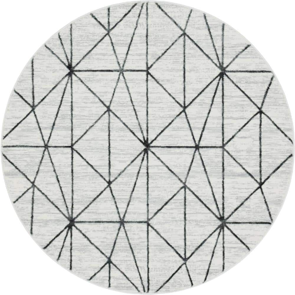 Matrix Trellis Geometric White 3 ft. 3 in. x 3 ft. 3 in. Round Area Rug price history on PriceWatchPro