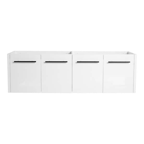 60 in. Floating Bath Vanity Cabinet without Top in White,Wall Mounted Bathroom Storage Cabinet with Soft Close Doors
