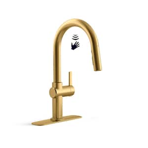 Clarus Touchless Single Handle Pull Down Sprayer Kitchen Faucet in Vibrant Brushed Moderne Brass