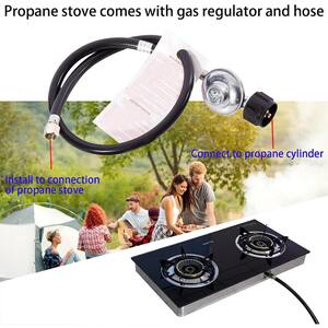 28.5 in. 2 Burners Portable Gas Cooktop in Stainless Steel with Tempered Glass Panel