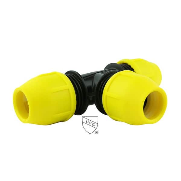 HOME-FLEX 1-1/4 in. x 1-1/4 in. x 1-1/4 in. Underground Yellow Poly Gas Pipe Tee SDR10