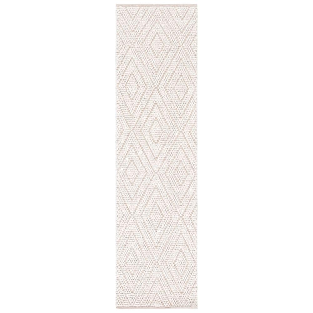 SAFAVIEH Natura 2 ft. x 8 ft. Ivory Diamond High-Low Solid Color Runner ...