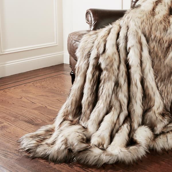 Best Home Fashion Bleached Finn Faux Fur Throw 54In. x 36In.