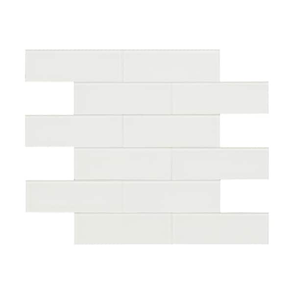 Alpine Ice Subway 12 in. x 12 in. x 0.16 in. Glass Peel and Stick Wall Tile (20 sq. ft./Case)