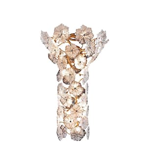 Rovelyn 28-Light Dimmable Integrated LED Antique Bronze Flower Crystal Lantern Chandelier for Living Room