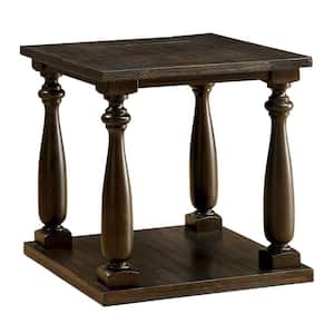 Luann 24 in. Dark Walnut Square Wood Top End Table