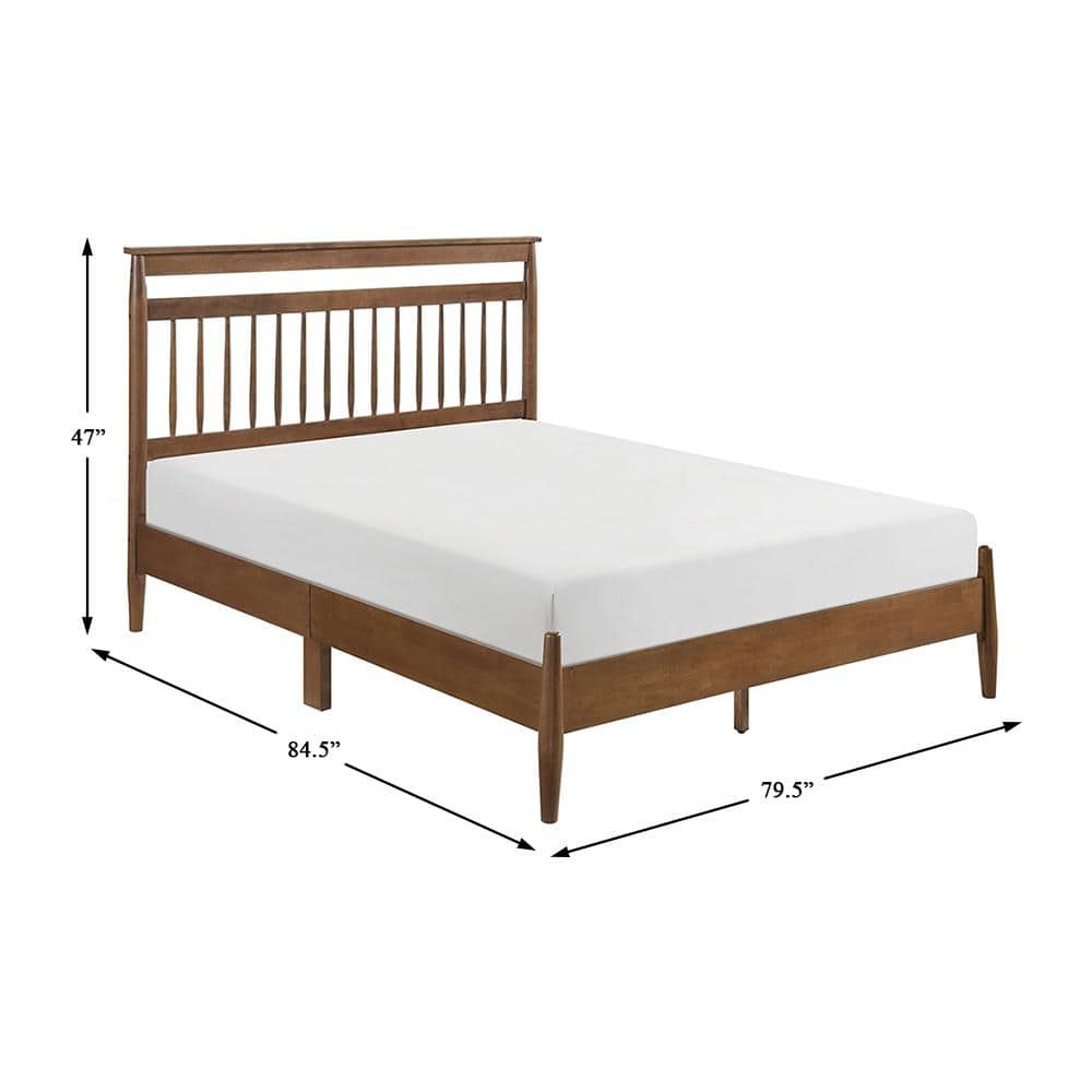 Chestnut Wood King Platform Bed with Spindle Headboard