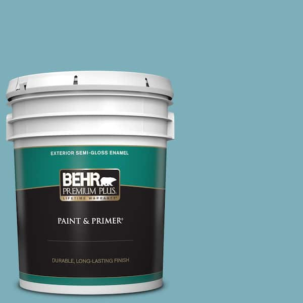 BEHR PREMIUM PLUS 5 gal. #520F-4 November Skies Semi-Gloss Enamel Exterior Paint & Primer