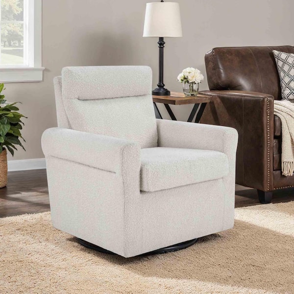 Take a Seat Olivia Oatmeal Accent Armchair with Swivel Base