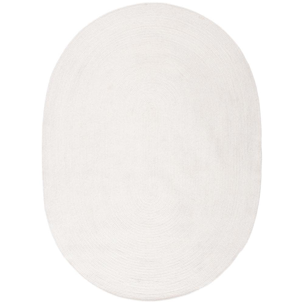SAFAVIEH Braided Ivory 8 ft. x 10 ft. Oval Speckled Solid Color Area ...