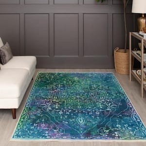 Rowland Teal 5 ft. x 8 ft. Abstract Area Rug