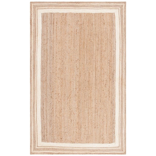 SAFAVIEH Natural Fiber Ivory/Beige 5 ft. x 8 ft. Striped Border Area Rug