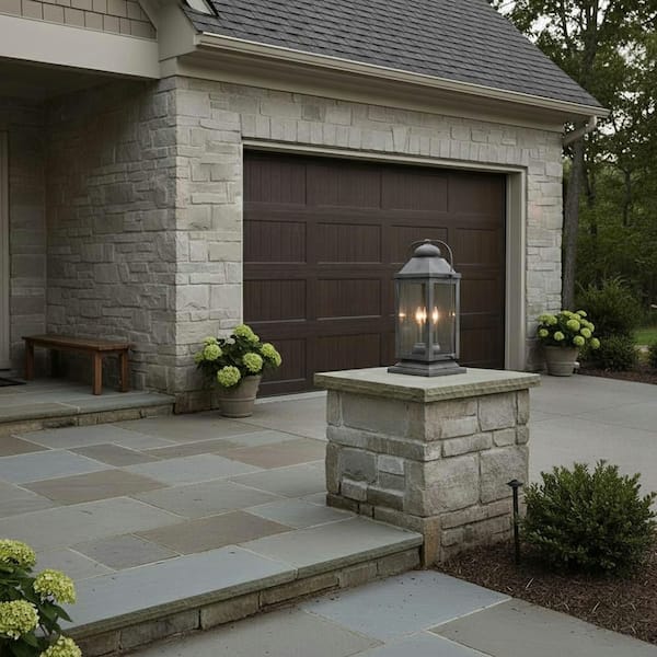 HINKLEY Anchorage 23.5 in. 3-Light Aged Zinc Low Voltage Outdoor Pier Mount Light