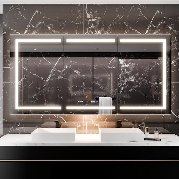 Xspracer Moray 36 in. W x 36 in. H Rectangular Aluminum Recessed or Surface Mount Medicine Cabinet with Mirror and Front&Backlit