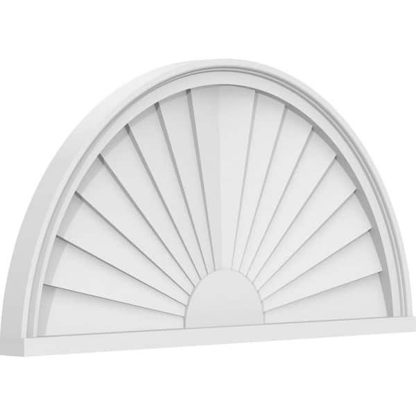 2 in. x 34 in. x 17 in. Half Round Sunburst Architectural Grade PVC Pediment