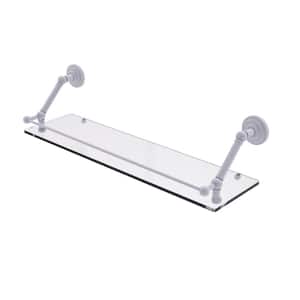 Prestige Que New 30 in. Floating Glass Shelf with Gallery Rail in Matte White