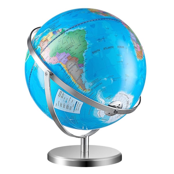 SKYSHALO 16.54 in. x 13 in. 330.2 mm, Illuminated World Globe, Educational Globe with Metal Base and LED Light for Kids