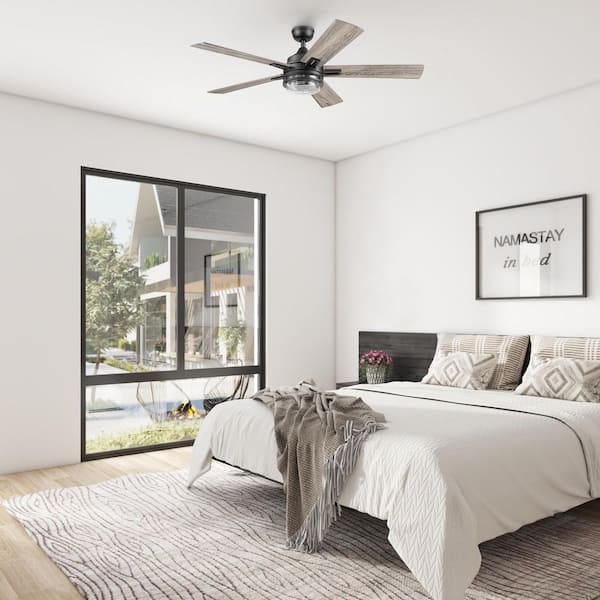 Myers Park 52 in. LED Indoor Matte Black Ceiling Fan with Remote Control, Dual Finish Blades and Dual Mounting Options