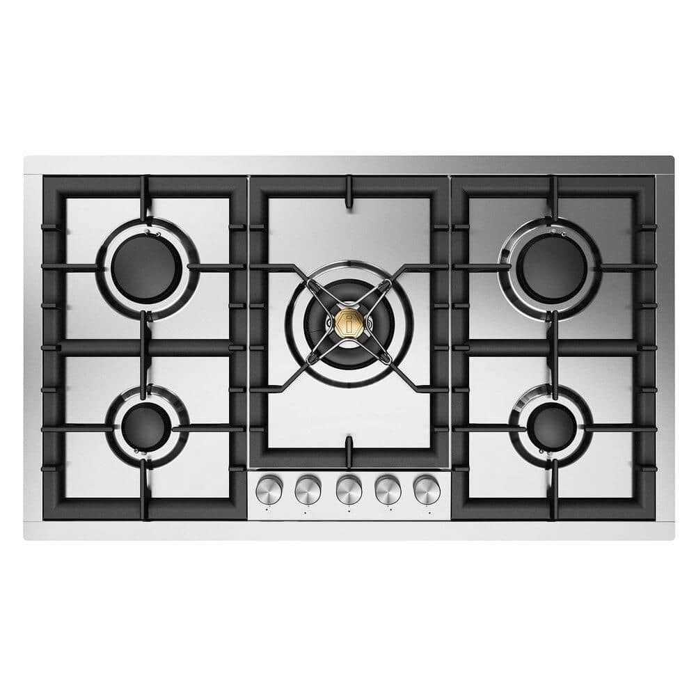 Professional Plus II 36 in. Built in Gas Cooktop with 5-Sealed Burners in Stainless Steel