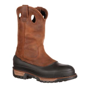 Men's Muddog Waterproof Wellington Work Boot - Steel Toe - Brown Size 13W