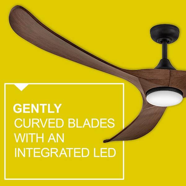 HINKLEY - Swell Illuminated 72.0 in. Matte Black Down Rod Mount Indoor/Outdoor Integrated LED Ceiling Fan with Remote Control