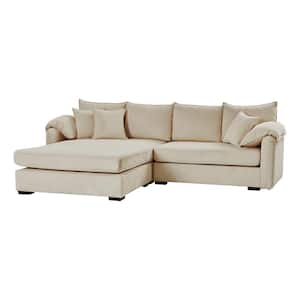 Carlo Modern 104 in. W 2-Piece Fabric Upholstered Reversible Sectional Sofa with Storage in Beige