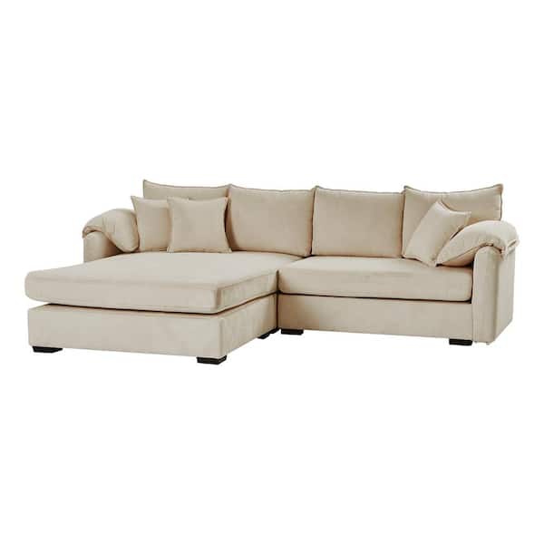 JAYDEN CREATION Carlo Modern 104 in. W 2-Piece Fabric Upholstered Reversible Sectional Sofa with Storage in Beige
